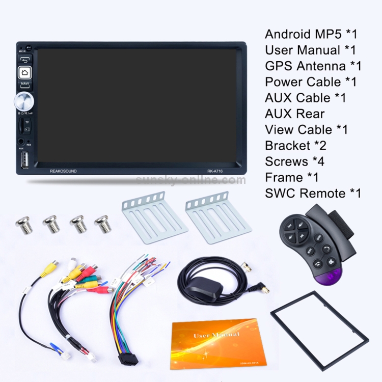 RK-A716 7インチユニバーサルアンドロイド8.1カーラジオレシーバーMP5
