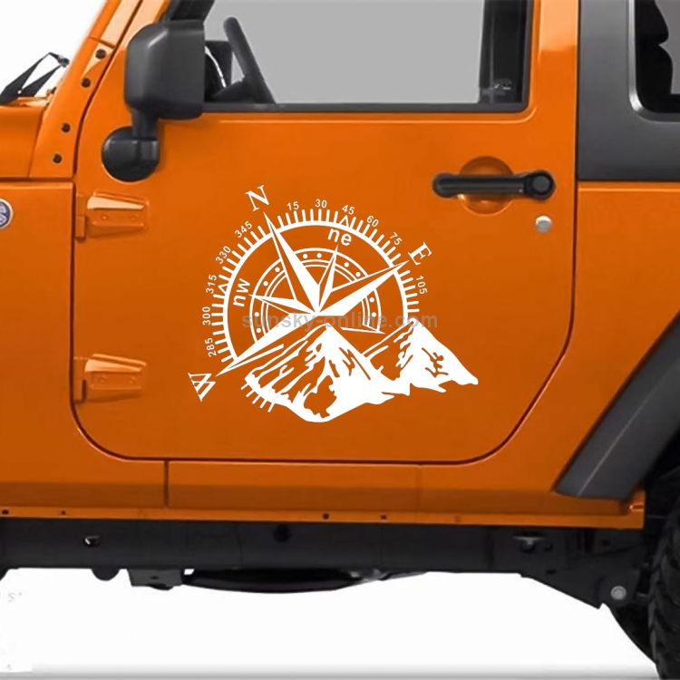 Autodomy Kompas Windroos Stickers | Kompasroos van de Winden voor Caravan, Auto e Motor | Sticker Auto 4x4 off-Road | Stickers voor Buiten (Wit, 27x19