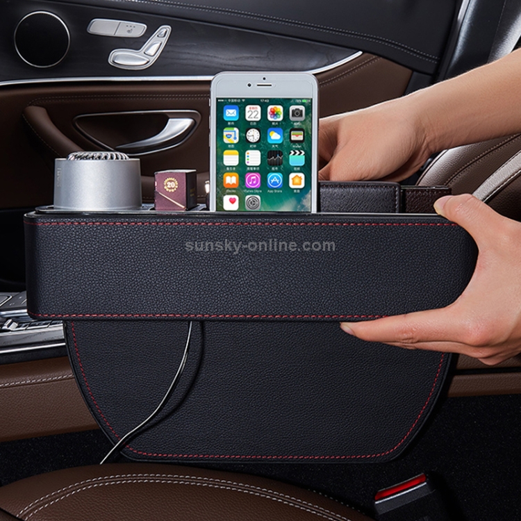 Car Multi-functional Wireless Fast Charge Console PU Leather Box Cup ...
