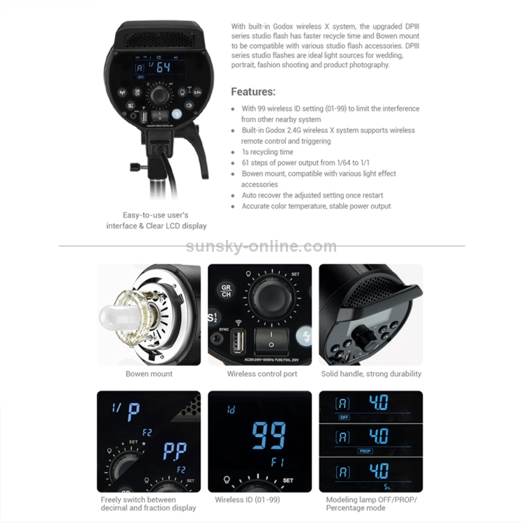 GODOX DP1000IIIスタジオフラッシュライト1000WSボウエンスマウント