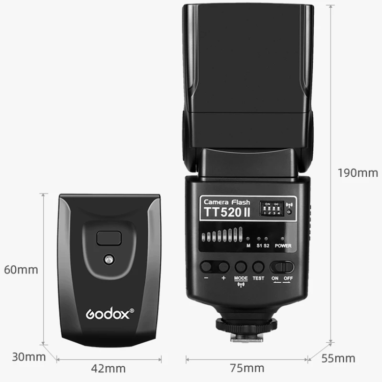 Godox TT520II 433MHZ Wireless 1/300s-1/2000s HSS Flash Speedlite Camera Top Fill Light for Canon / Nikon DSLR Cameras(Black) - 2