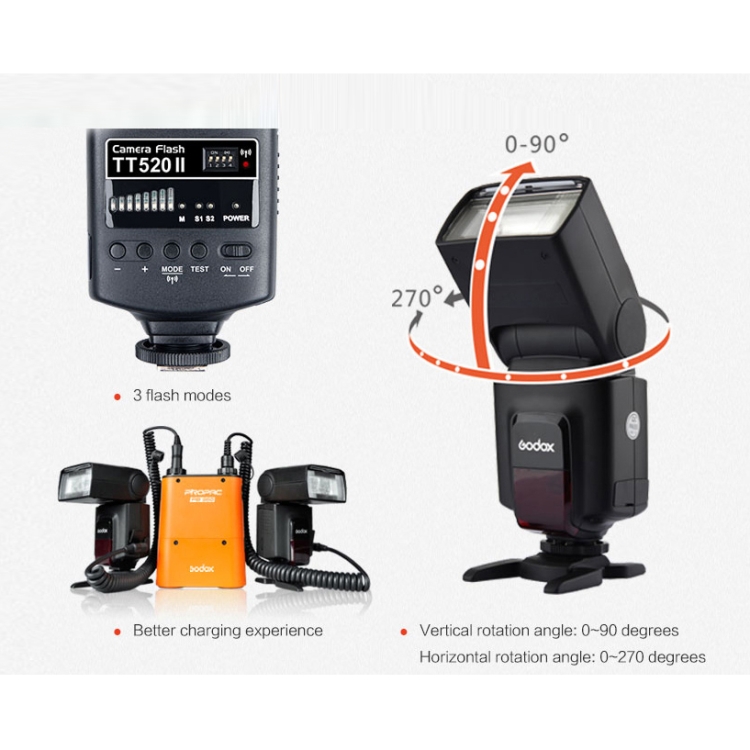 Godox TT520II 433MHZ Wireless 1/300s-1/2000s HSS Flash Speedlite Camera Top Fill Light for Canon / Nikon DSLR Cameras(Black) - 8
