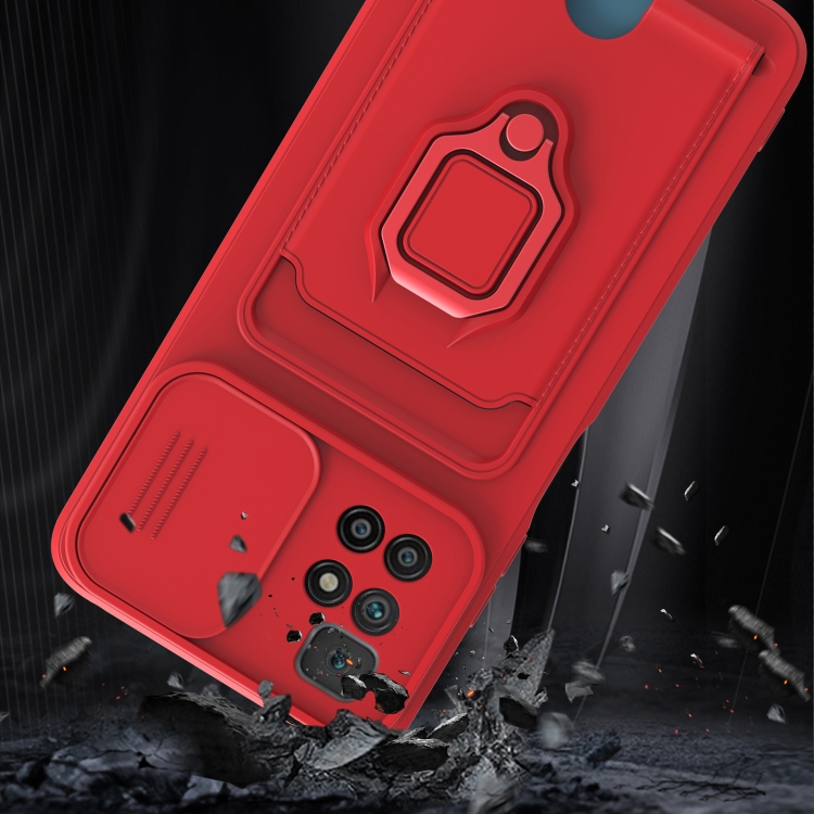 SEAHAI Cover per Xiaomi Redmi 10 / Redmi 10 2022, Ultra Sottile Custodia Premium Pelle Portafoglio Kickstand Slot per Schede [RFID Blocking] TPU Antiurto Flip Cover Libro - Rosso