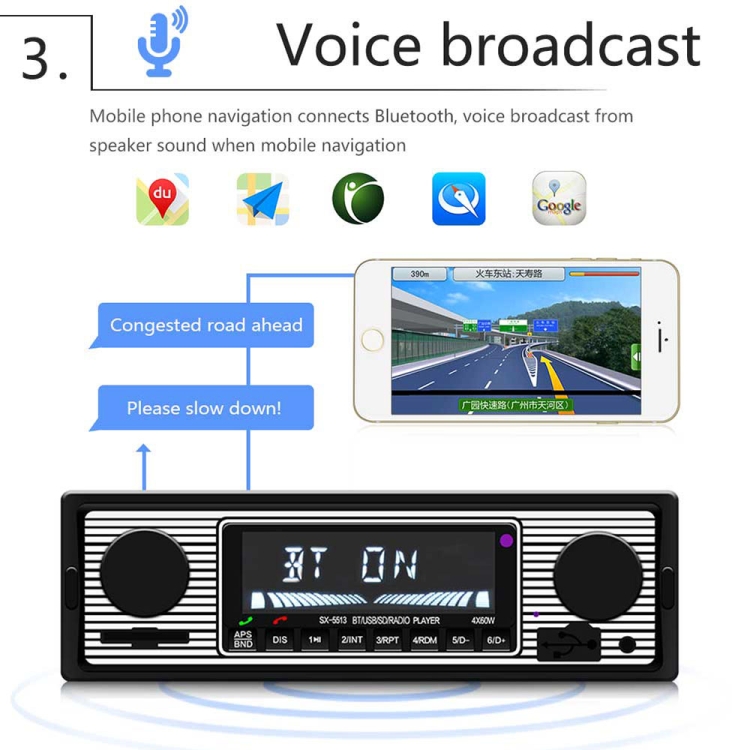 SX-5513 CAR LCD BLUETOOTH 12V MP3プレーヤー、FM / TF / Uディスクを
