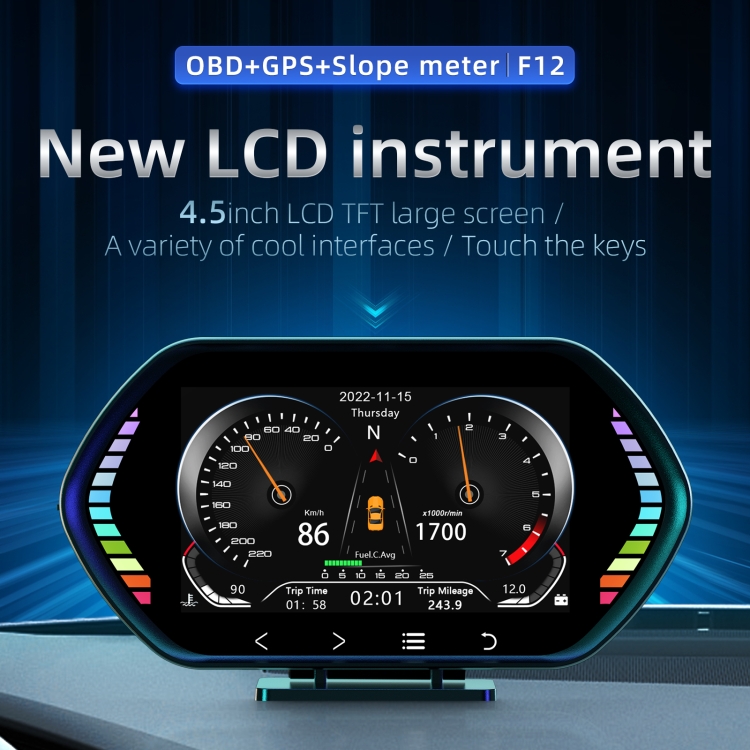 Display Head-up Per Auto GPS OBD Con Inclinometro: Velocità, Temperatura Acqua, Voltaggio E 10 Allarmi Di Sicurezza