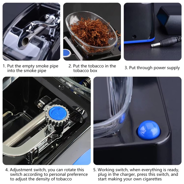 Automatic Electric Cigarette Rolling Machine Cigarette Injector Maker,  Diameter: 6.5mm, Power Plug:EU Plug(Red)