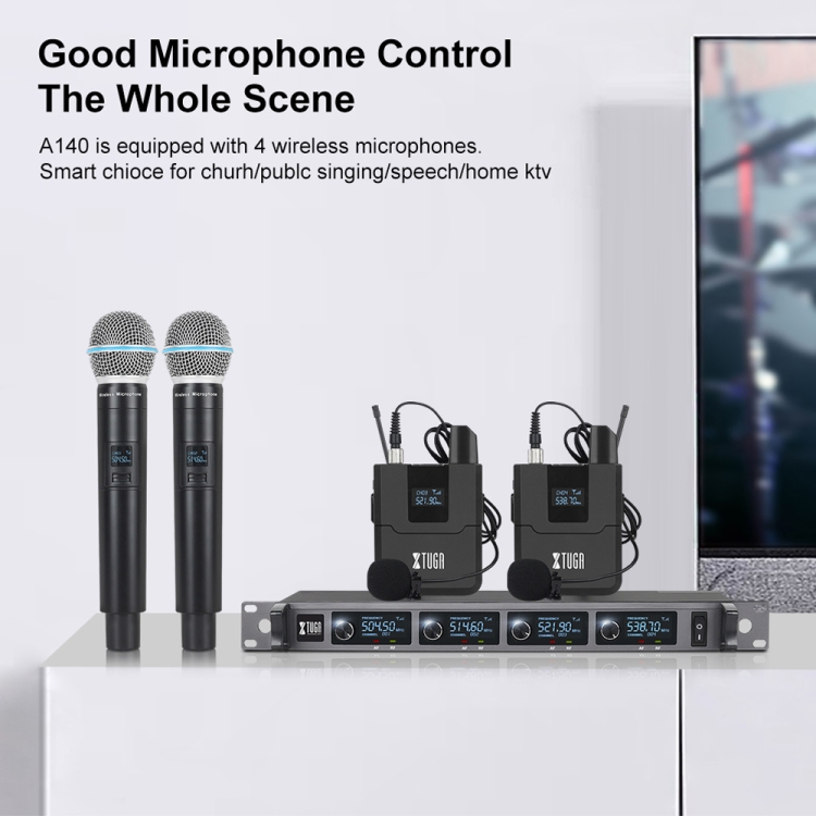 XTUGA A140-HB ワイヤレス マイク システム 4 チャンネル ハンドヘルド
