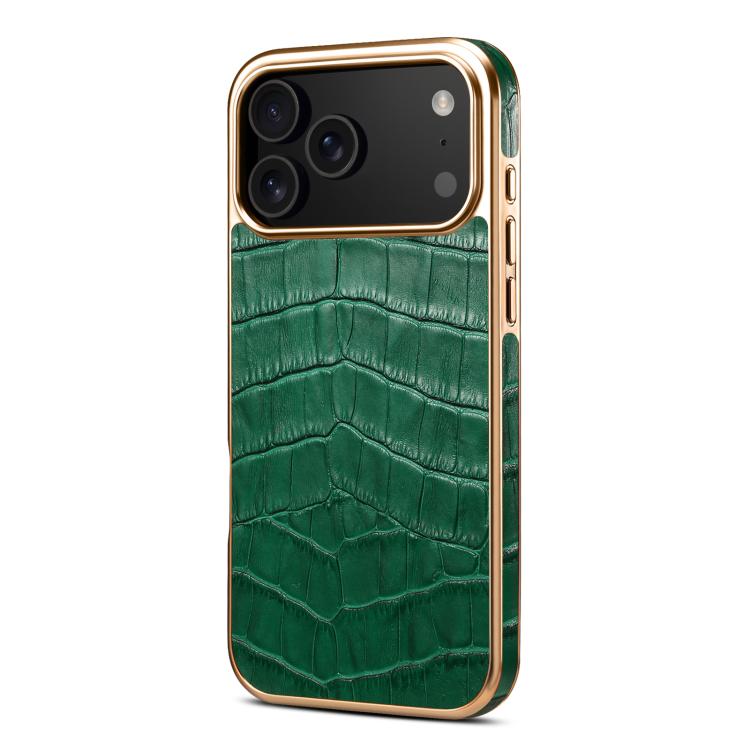 iPhone 17 Pro Max用 デニオールクロコダイルテクスチャ本革電気メッキ