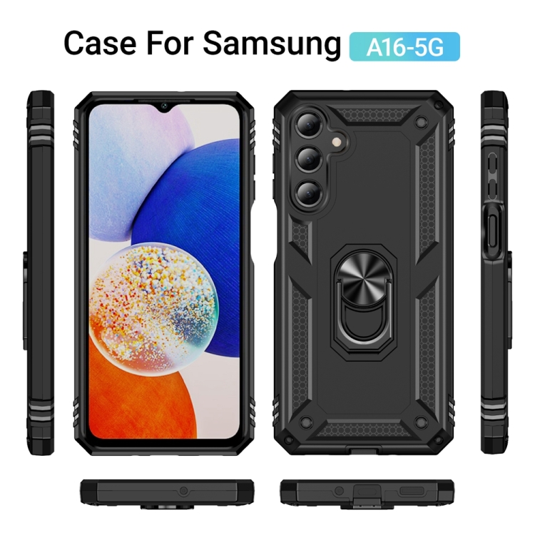For Samsung Galaxy A16 5G Shockproof TPU + PC Phone Case with Holder(Black) For Samsung Galaxy A16 5G Shockproof TPU + PC Phone Case with Holder(Black)