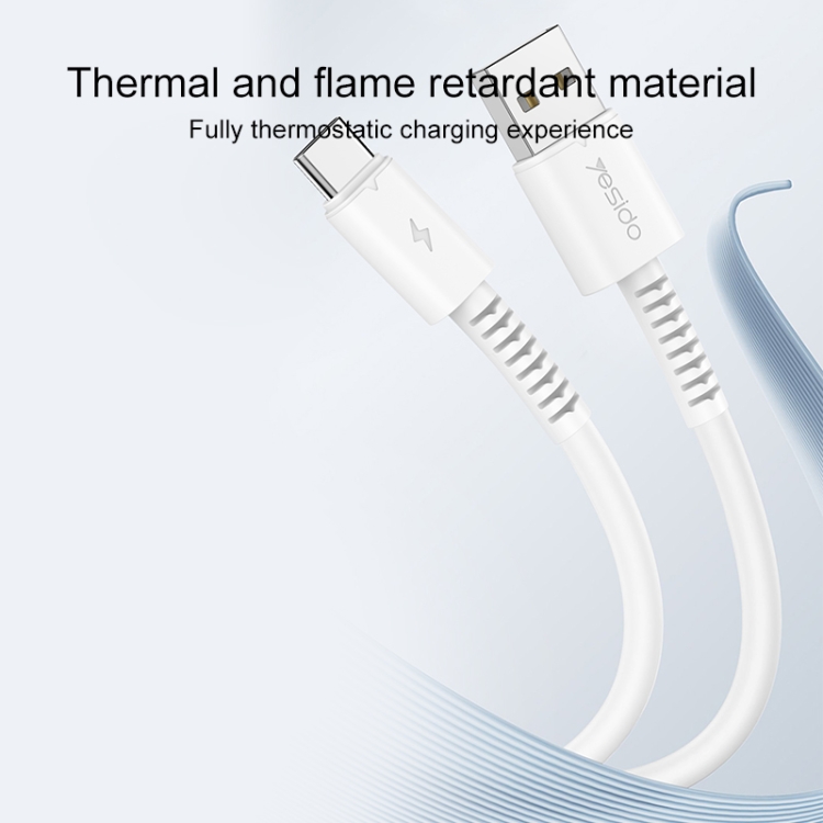 ⁧كابل بيانات Yesido CA120L 2A USB إلى USB-C / Type-C للشحن السريع، الطول: 1 متر⁩ - 1