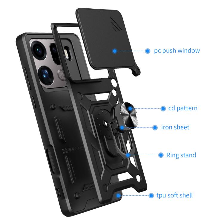 Cover Per Oppo Find X5 PRO Con Anello Girevole 360° E Supporto Magnetico Auto - Custodia Antiurto In TPU E PC, Colore Rosso - 3