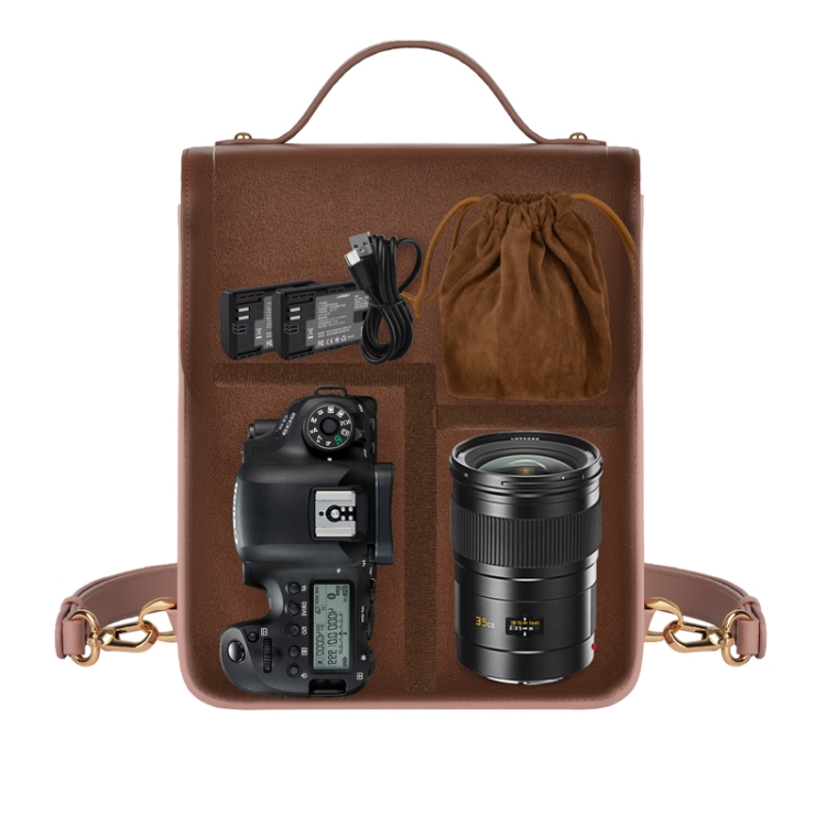 Cwatcun D81 Retro Camera Crossbody Bag Vintage PU Leather  display picture 3