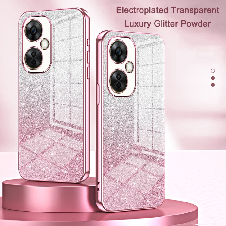 Custodia Glitter Rosa Per Oneplus Nord CE 2 Lite 5G - Cover In Silicone TPU Trasparente Con Brillantini, Sottile E Protettiva - 2