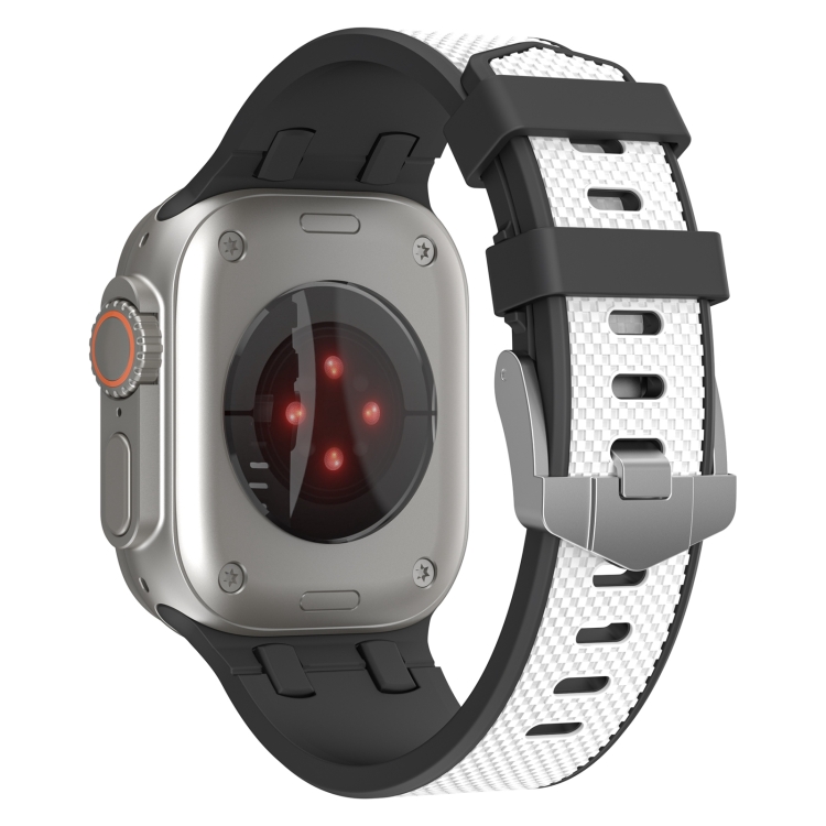 Apple Watch Ultra 2 49mm オークシリコン時計バンド(ブラックホワイト)用