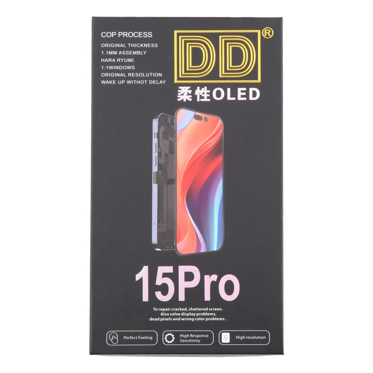 iPhone 15 Pro ソフト DD OLED LCD スクリーン、デジタイザー付きフル