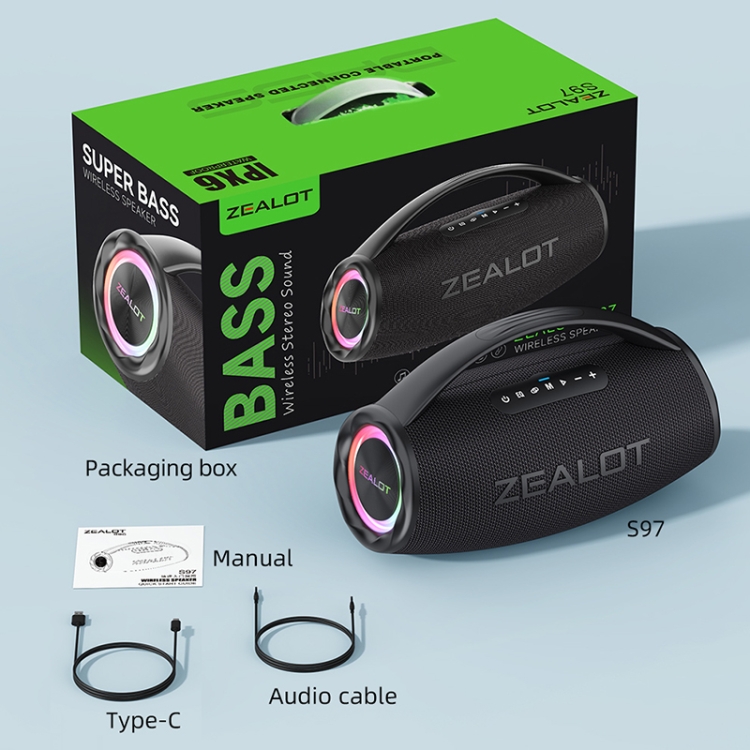 Zealot S97 80W 屋外ポータブル RGB ライト Bluetooth スピーカー (ブルー)