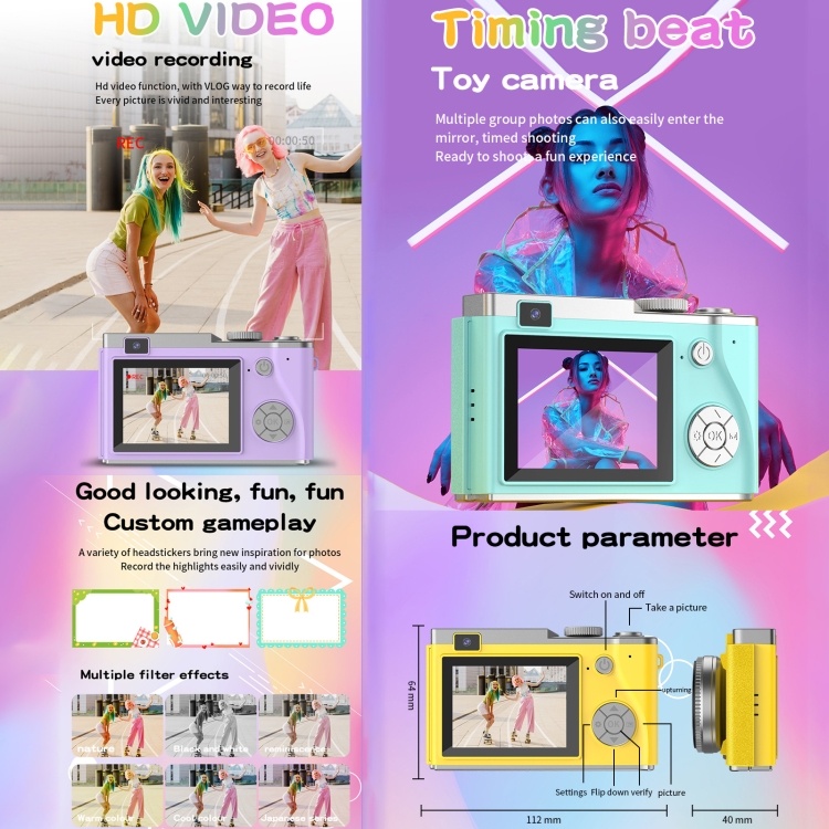Yunir Fotocamera Digitale 4K 64MP – Schermo IPS 3, WiFi, Zoom 16X E Visione Notturna, Batteria 4800mAh