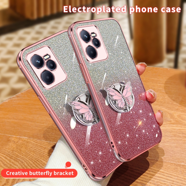 Coque Realme C35 - Narzo 50A Prime en Silicone TPU Colorée et Brillante Bord Doré Design Rose Q