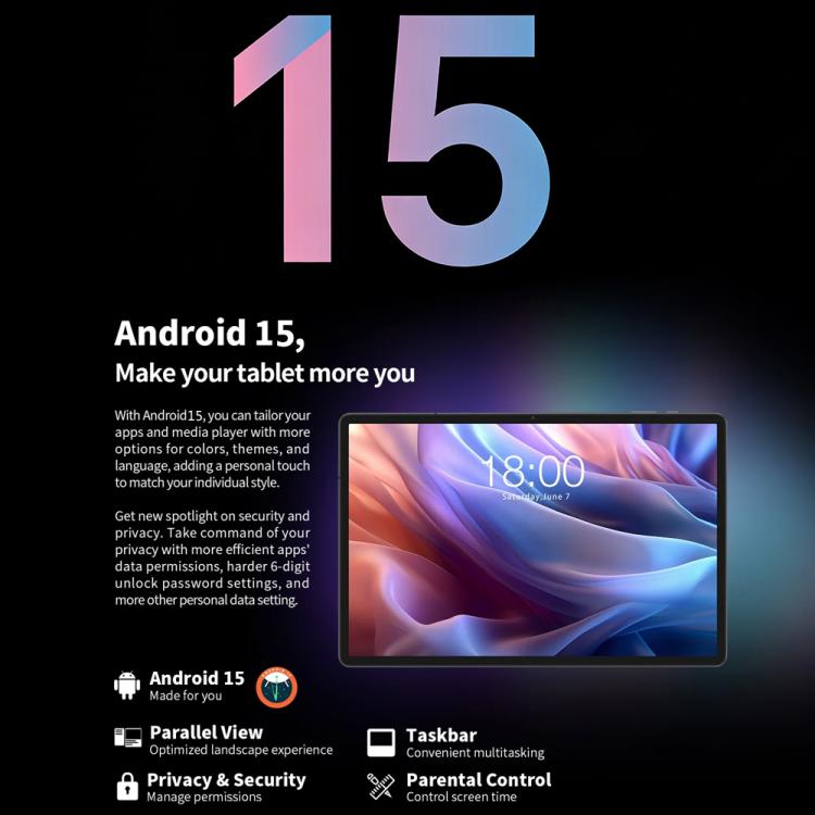 Teclast T65 Max タブレット PC 13 インチ、8GB+256GB、Android 15