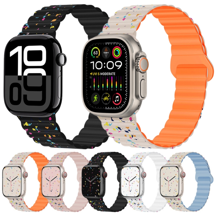 Apple Watch Series 10 46mm カラフルドット マグネット式シリコン 