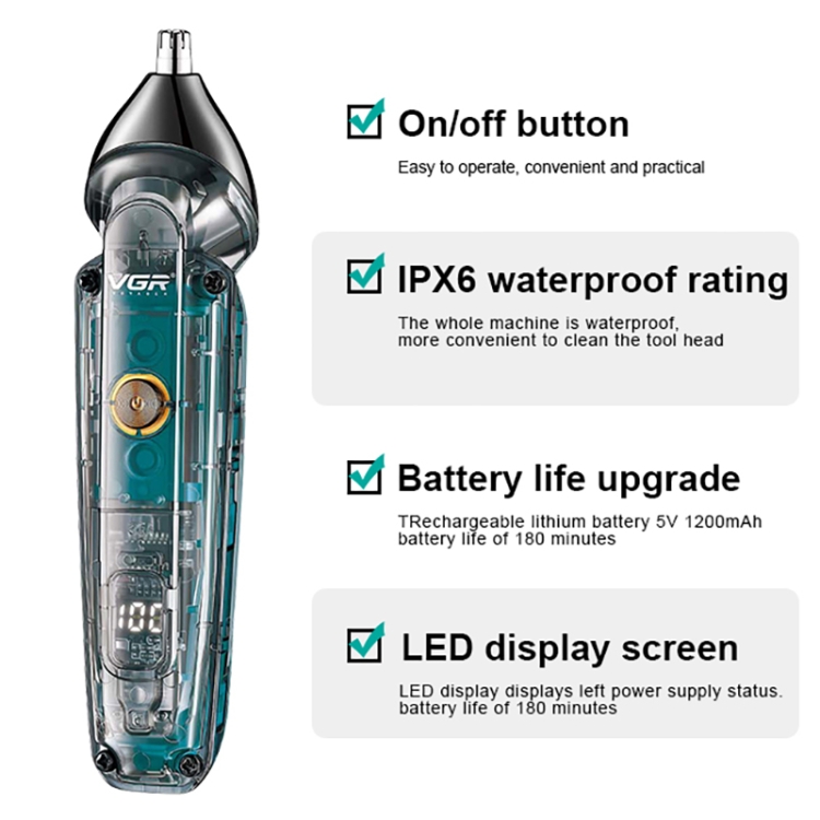VGR V-949 5W USB LED Digital Display Multifunctional Hair Clipper - 2