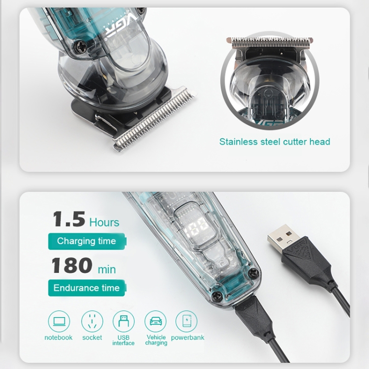 VGR V-949 5W USB LED Digital Display Multifunctional Hair Clipper - 3