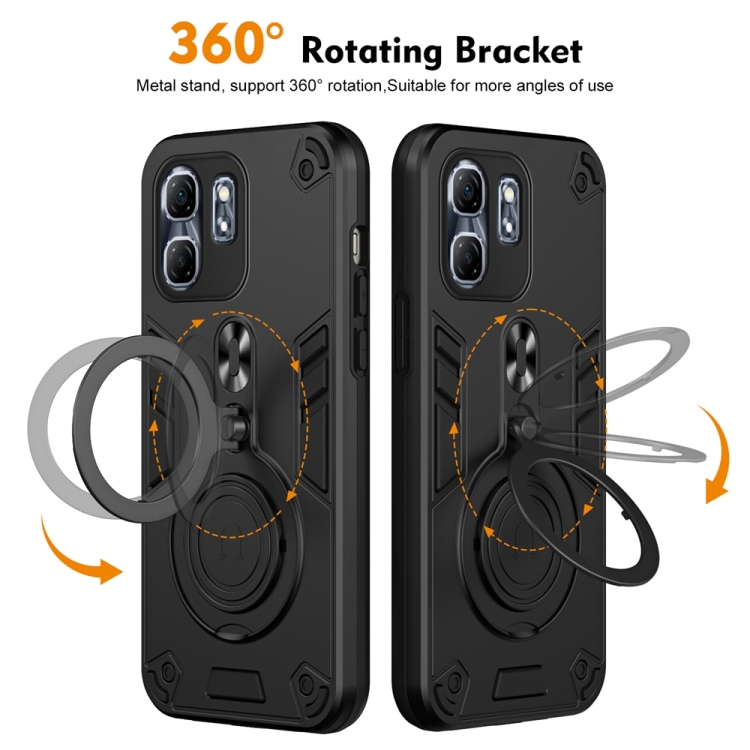 For Infinix Hot 50i / Smart 9 Metal Ring 360 Degree Rotating Holder PC ...