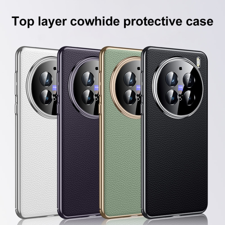For vivo X200 Pro mini Genuine Leather PC Phone Case(Dark Purple)