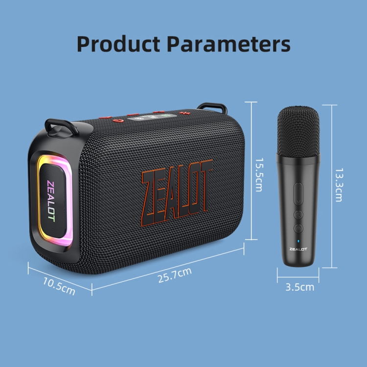 Zealot S85M 50W 屋外用ポータブル Bluetooth スピーカー マイク付き