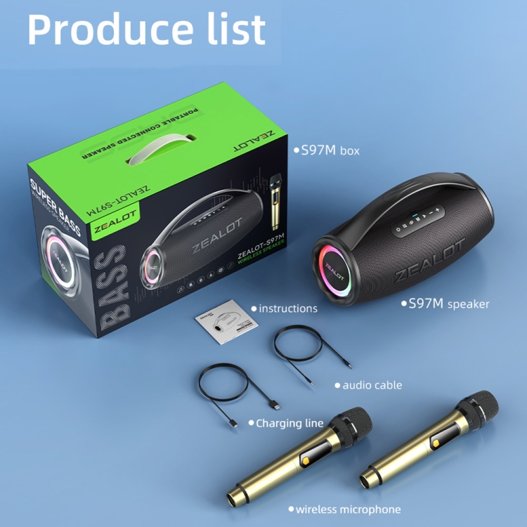 Zealot S97M 80W Outdoor Portable RGB Bluetooth Speaker