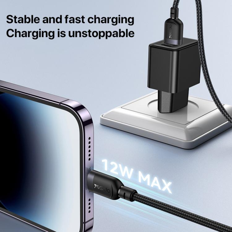 Yesido CA134L 12W 2.4A USB to 8 Pin Charging Data Cable, Length:3m(Black) - 3