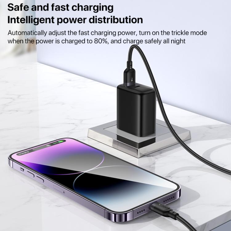 Yesido CA134L 12W 2.4A USB to 8 Pin Charging Data Cable, Length:3m(Black) - 5