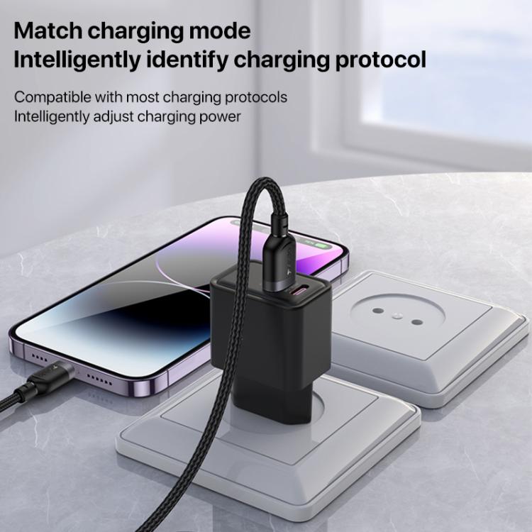 Yesido CA134L 12W 2.4A USB to 8 Pin Charging Data Cable, Length:3m(Black) - 7