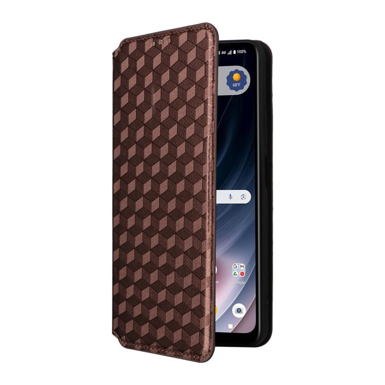 For Cricket Icon Pro 2026 / Motivate Pro 2 5G Cubic Grid Texture Flip Leather Phone Case(Brown) For Cricket Icon Pro 2026 / Motivate Pro 2 5G Cubic Grid Texture Flip Leather Phone Case(Brown)