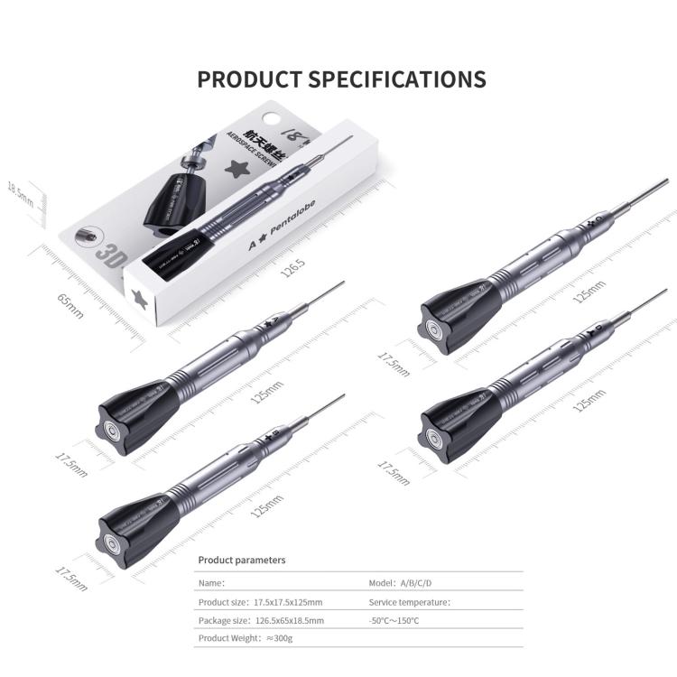 Tournevis magnétique antidérapant 3D aérospatial, 18 types, modèle : Pentalobe - B11