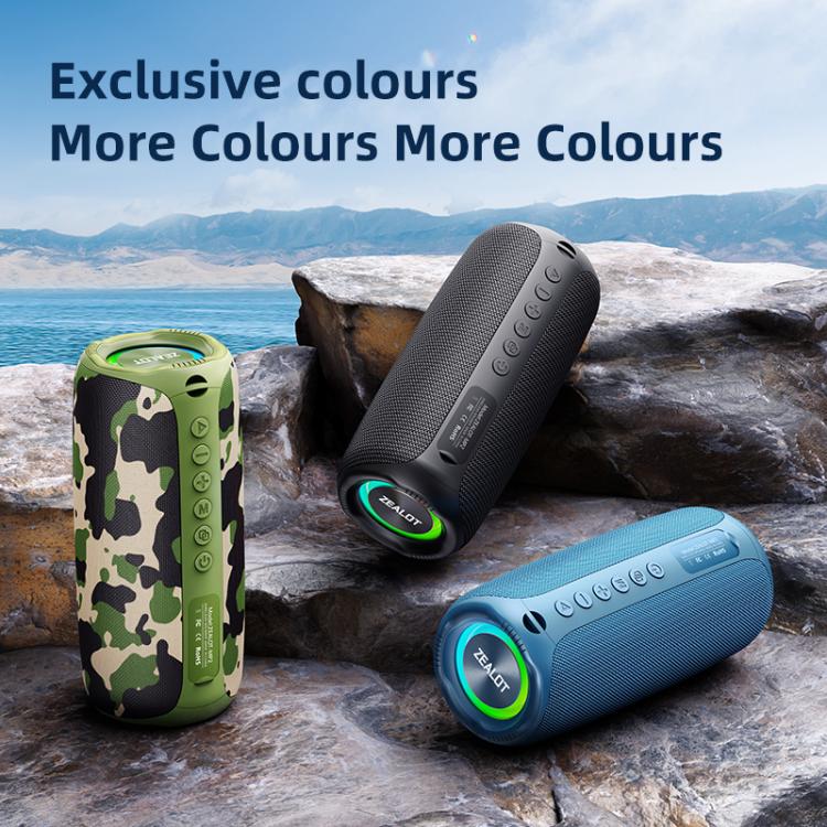 カモフラージュ ポータブルBluetoothスピーカー Zealot MP2 20W ポータブル アウトドア RGB Bluetooth スピーカー