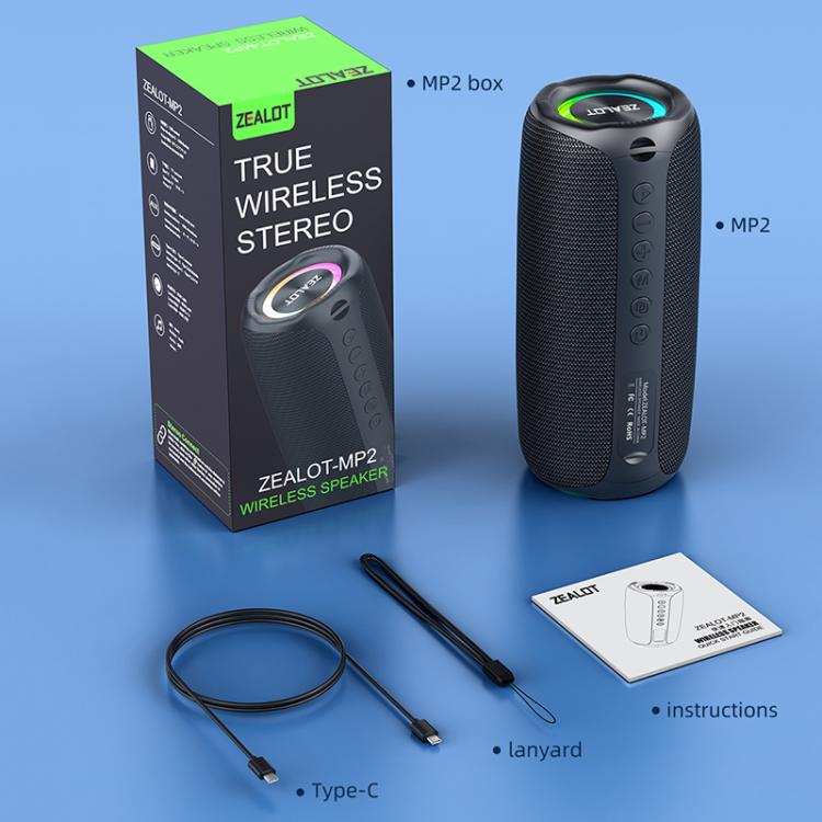 Zealot MP2 20W ポータブル アウトドア RGB Bluetooth スピーカー