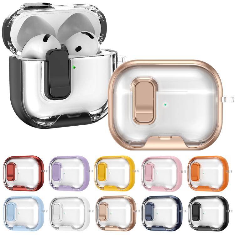 AirPods 4用 ロック透明クリスタルBluetoothイヤホン保護ケース