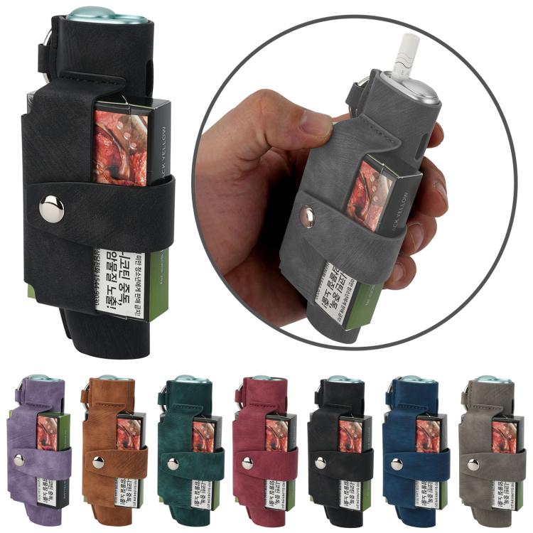 tui en cuir pour cigarette lectronique portable IQOS ILUMA One / ILUMA i  One, motif rtro, avec crochet (vert)