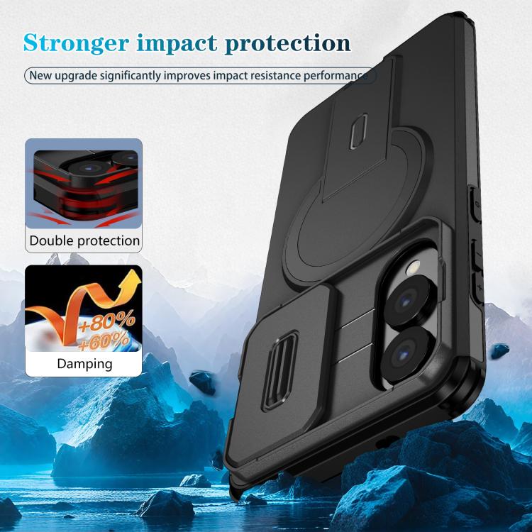 Capa para celular Samsung Galaxy S25 Edge 5G com suporte MagSafe e proteção deslizante (preta) - 1