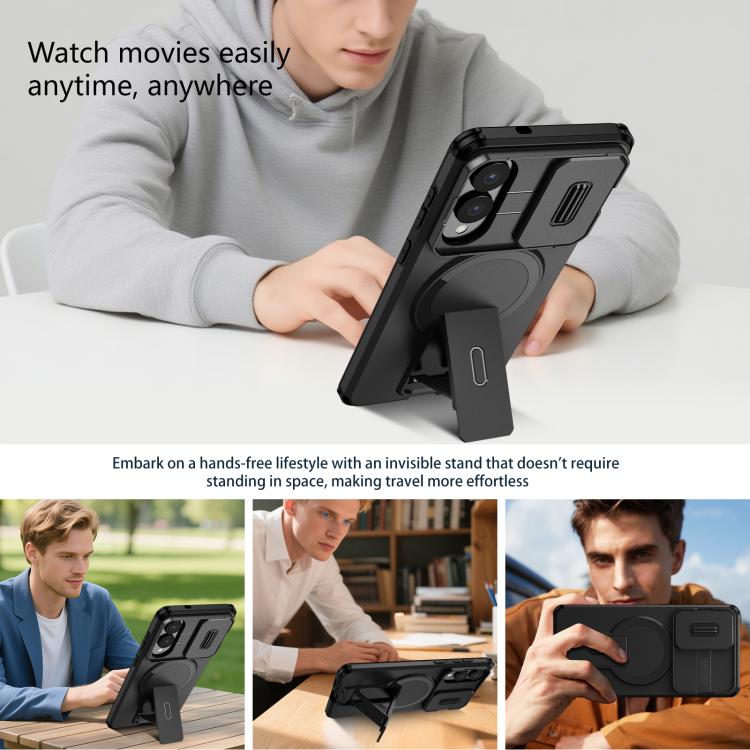 Capa para celular Samsung Galaxy S25 Edge 5G com suporte MagSafe e proteção deslizante (preta) - 4