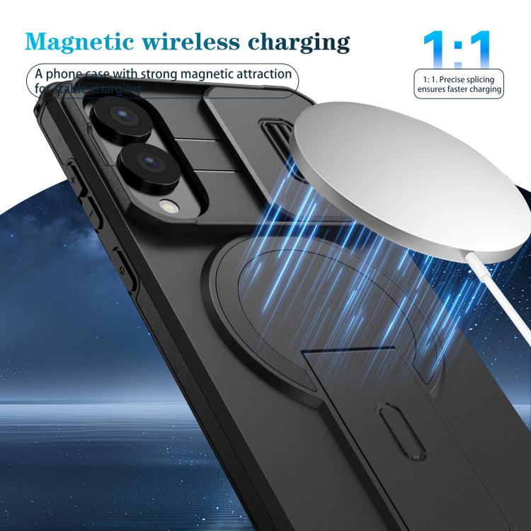 Capa para celular Samsung Galaxy S25 Edge 5G com suporte MagSafe e proteção deslizante (preta) - 5
