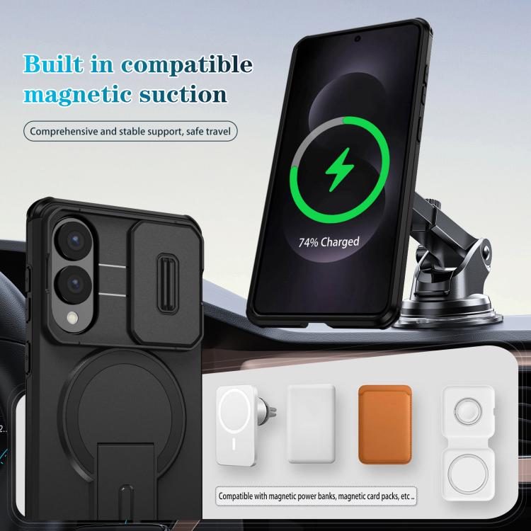Capa para celular Samsung Galaxy S25 Edge 5G com suporte MagSafe e proteção deslizante (preta) - 6