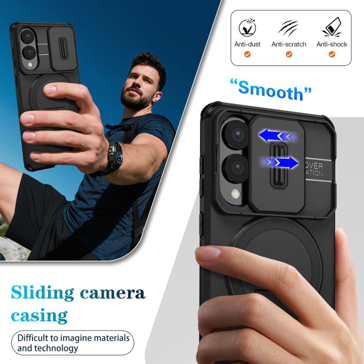 Capa para celular Samsung Galaxy S25 Edge 5G com suporte MagSafe e proteção deslizante (preta) - 7