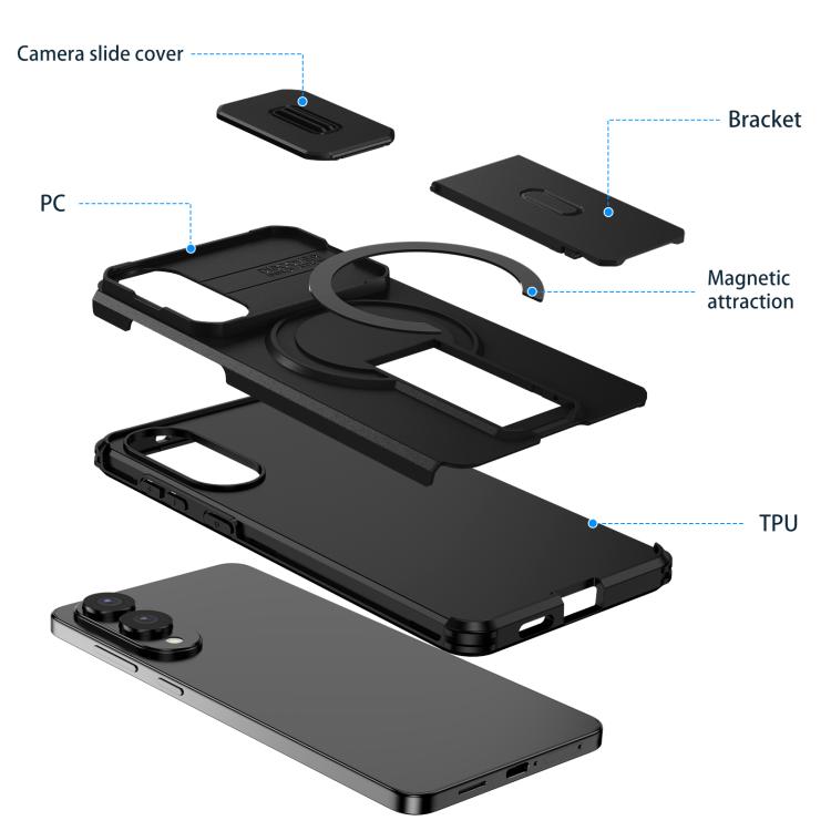 Capa para celular Samsung Galaxy S25 Edge 5G com suporte MagSafe e proteção deslizante (preta) - 9