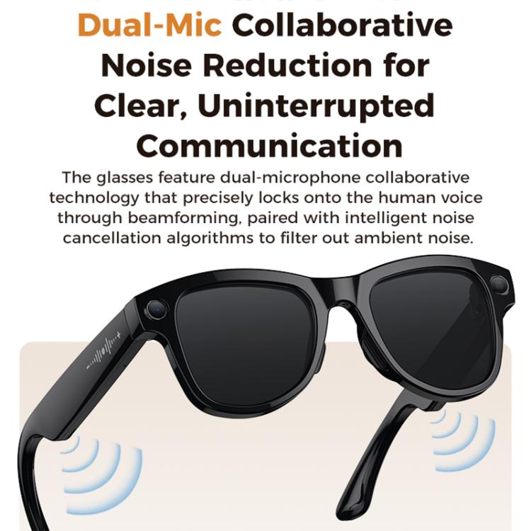 M02 Ultra 8MP Camera AI Smart Glasses Photochromic Lenses with Black Charging Case(Black) - B15