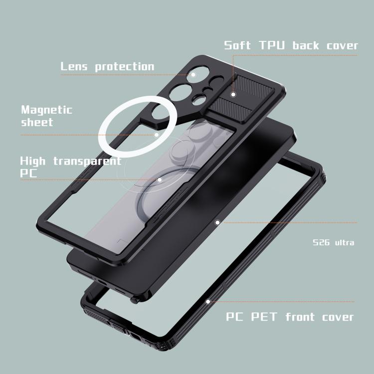 For Samsung Galaxy S26 Ultra 5G RedPepper IP68 Waterproof Triple-proof MagSafe Phone Case(Black) - 6