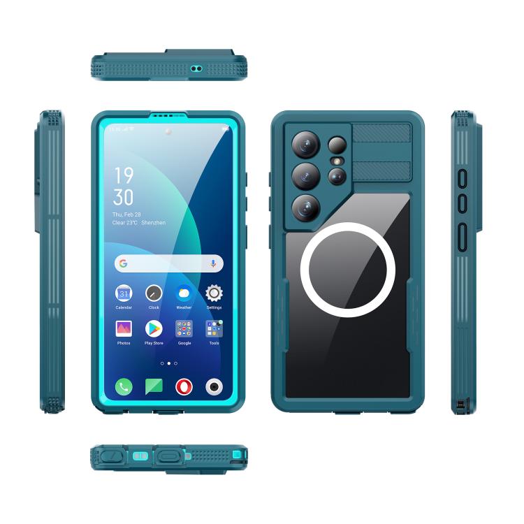 For Samsung Galaxy S26 Ultra 5G RedPepper IP68 Waterproof Triple-proof MagSafe Phone Case(Lake Blue + Grass Blue) - 1