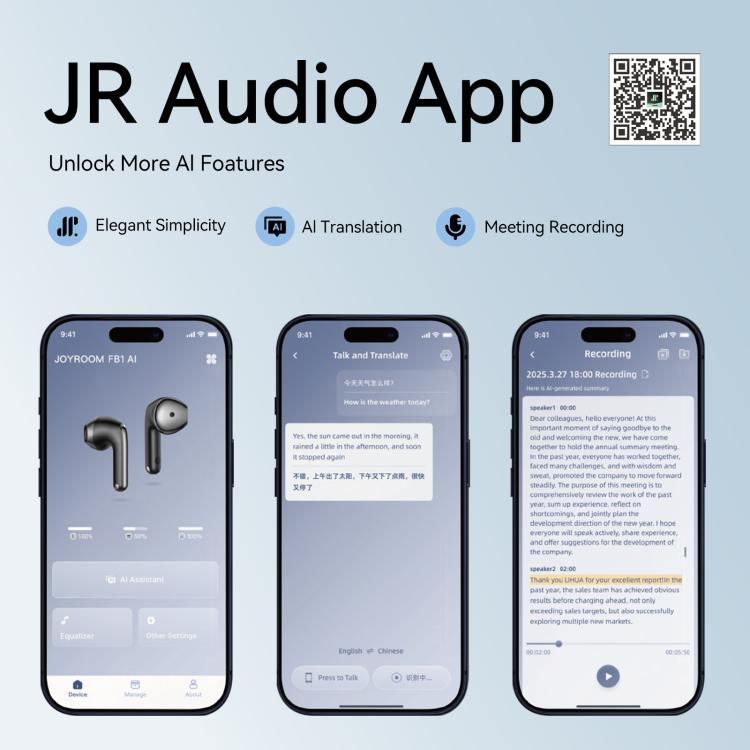 JOYROOM Funpods Series JR-FB1 AI Translation Version True Wireless Earphones(Black) - B7