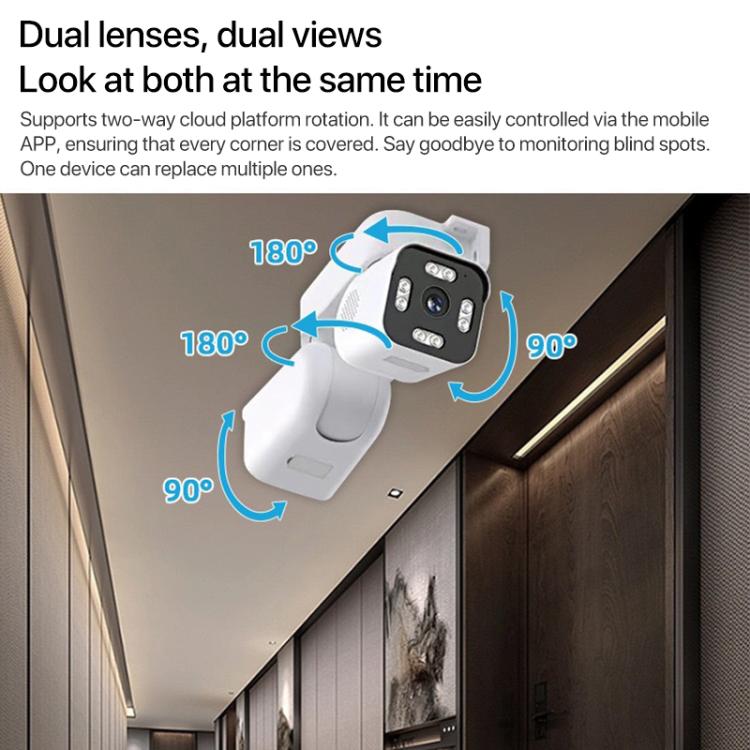 3MP Dual-Lens Dual-Pan Tilt Rotating WiFi Camera, Plug:EU Plug(White)
